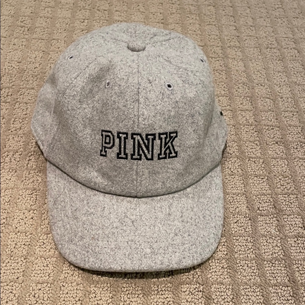 PINK Victoria's Secret Gray Wool Baseball Cap